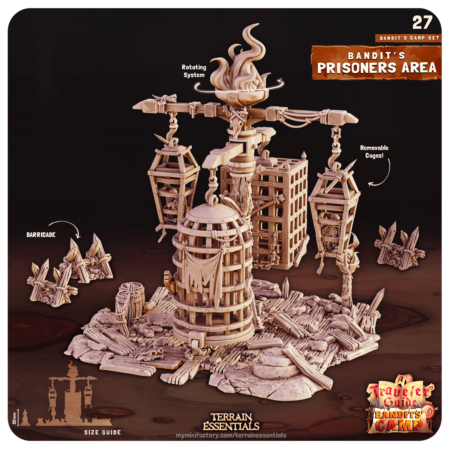 3D Printed Cast n Play Prisoners Area Bandits Camp Terrain Set 28mm 32mm D&D - 3D Printing Boss 