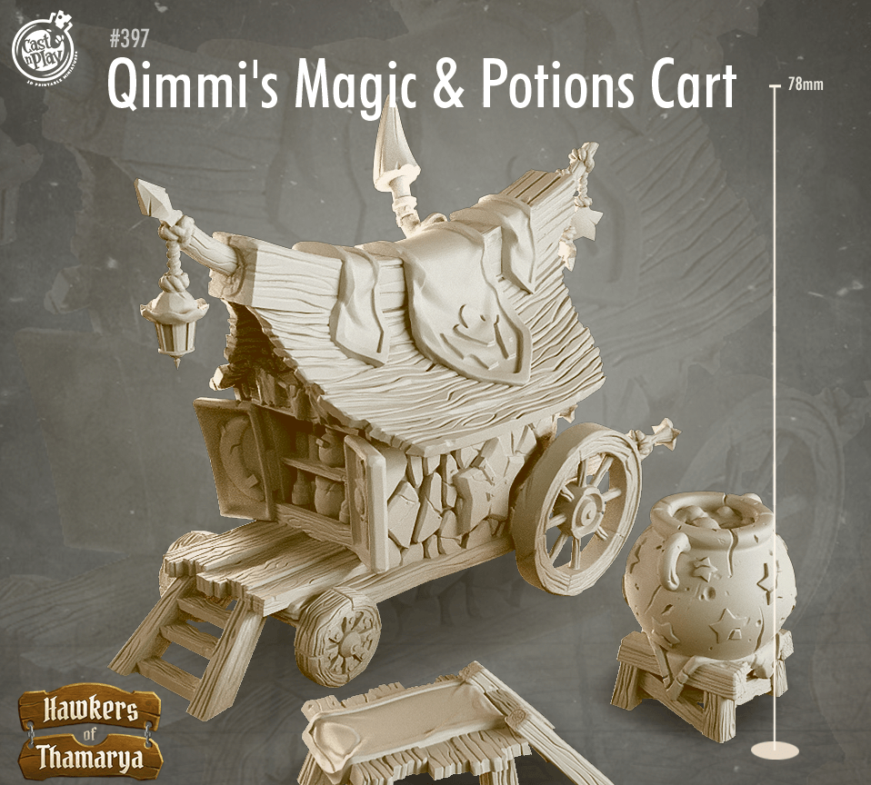 3D Printed Cast n Play Qimmi's Magic & Potions Kart 28mm 32mm D&D - 3D Printing Boss 