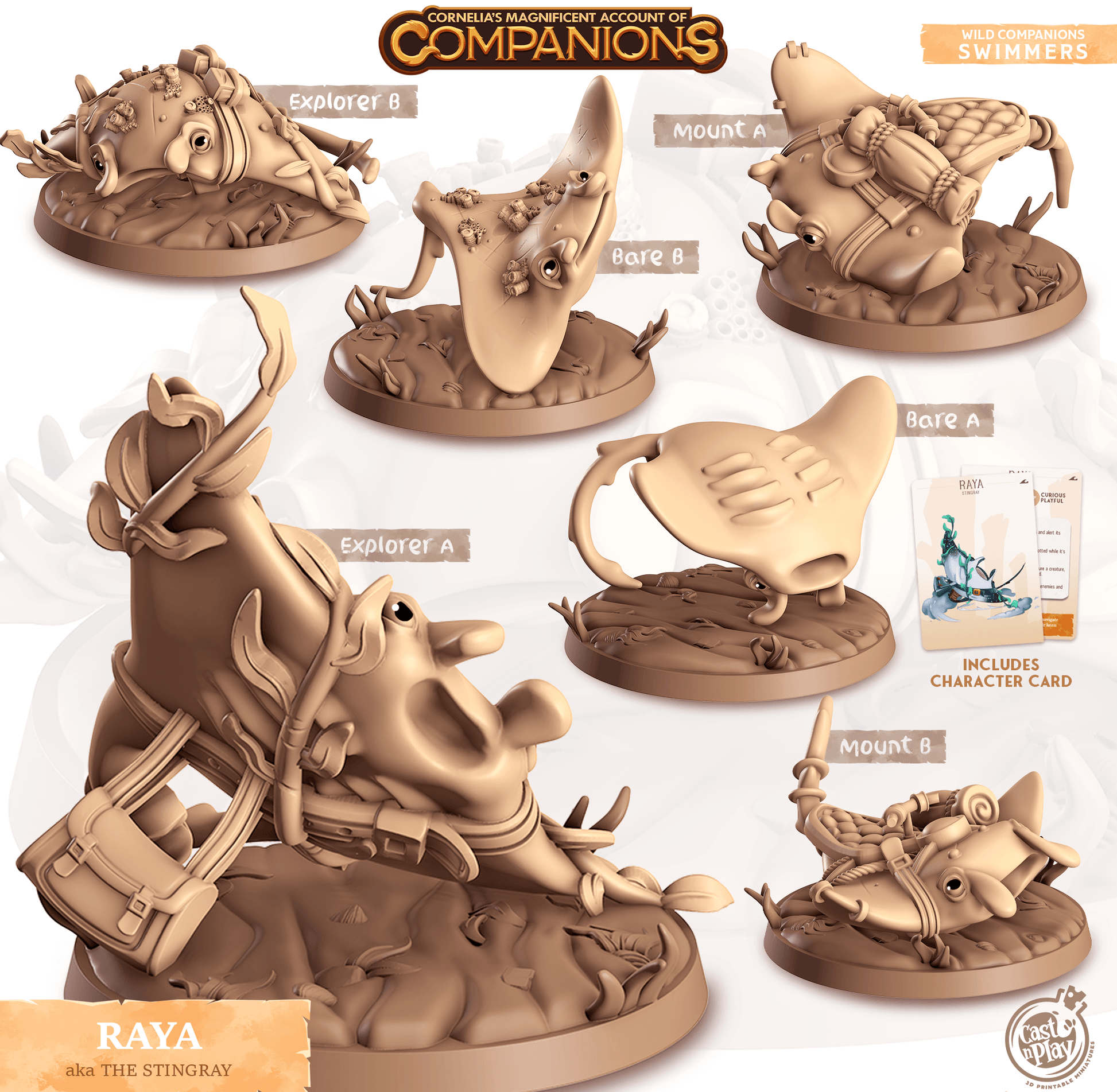 3D Printed Cast n Play Raya - Stingray Companions 28mm 32mm D&D - 3D Printing Boss 
