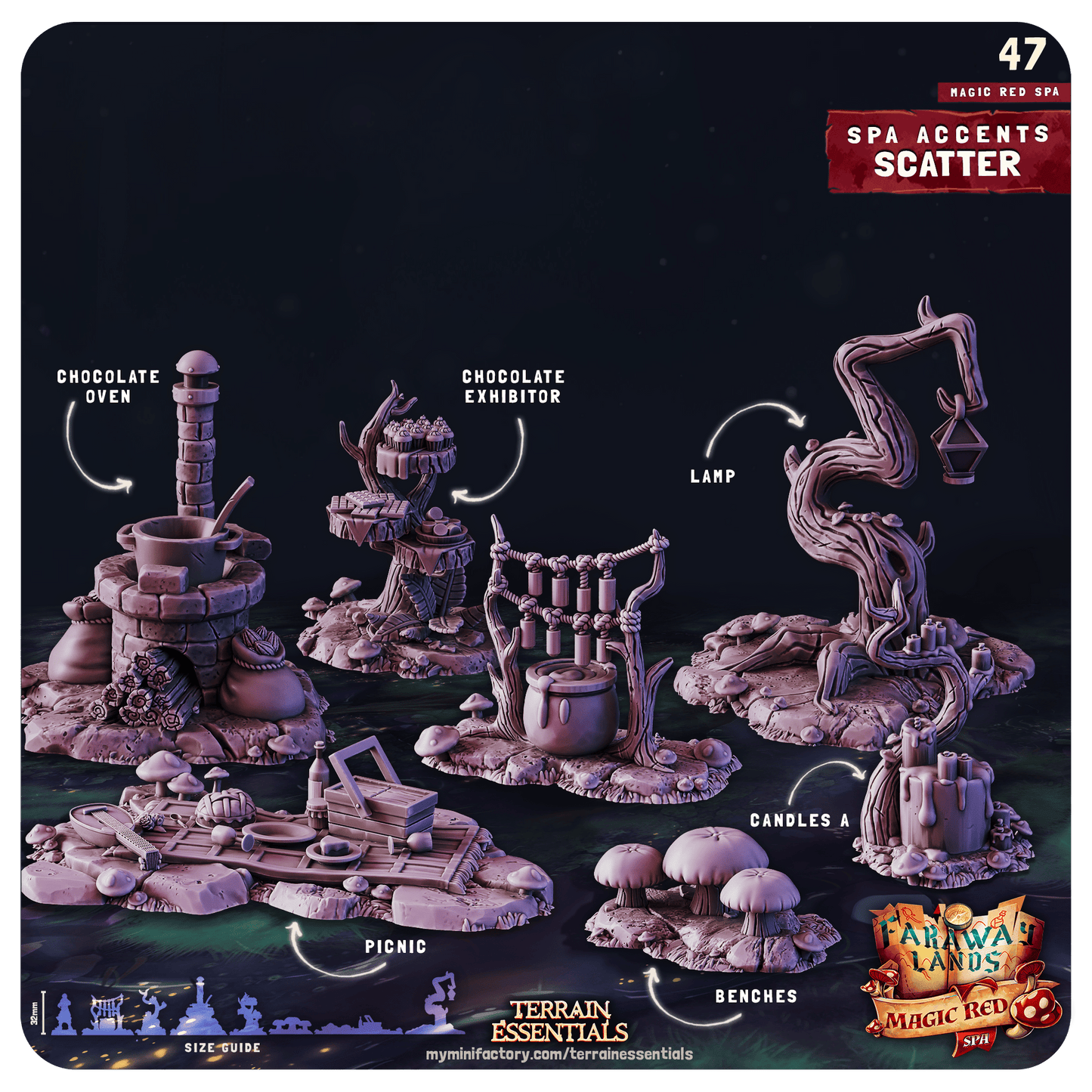 3D Printed Cast n Play Red Magic Spa Set 28mm 32mm D&D - 3D Printing Boss 