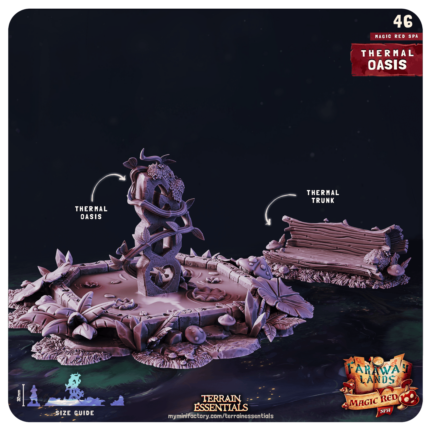 3D Printed Cast n Play Red Magic Spa Set 28mm 32mm D&D - 3D Printing Boss 
