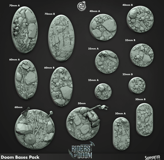 3D Printed Cast n Play Riders of Doom - Doom Bases 28mm 32mm D&D - 3D Printing Boss 