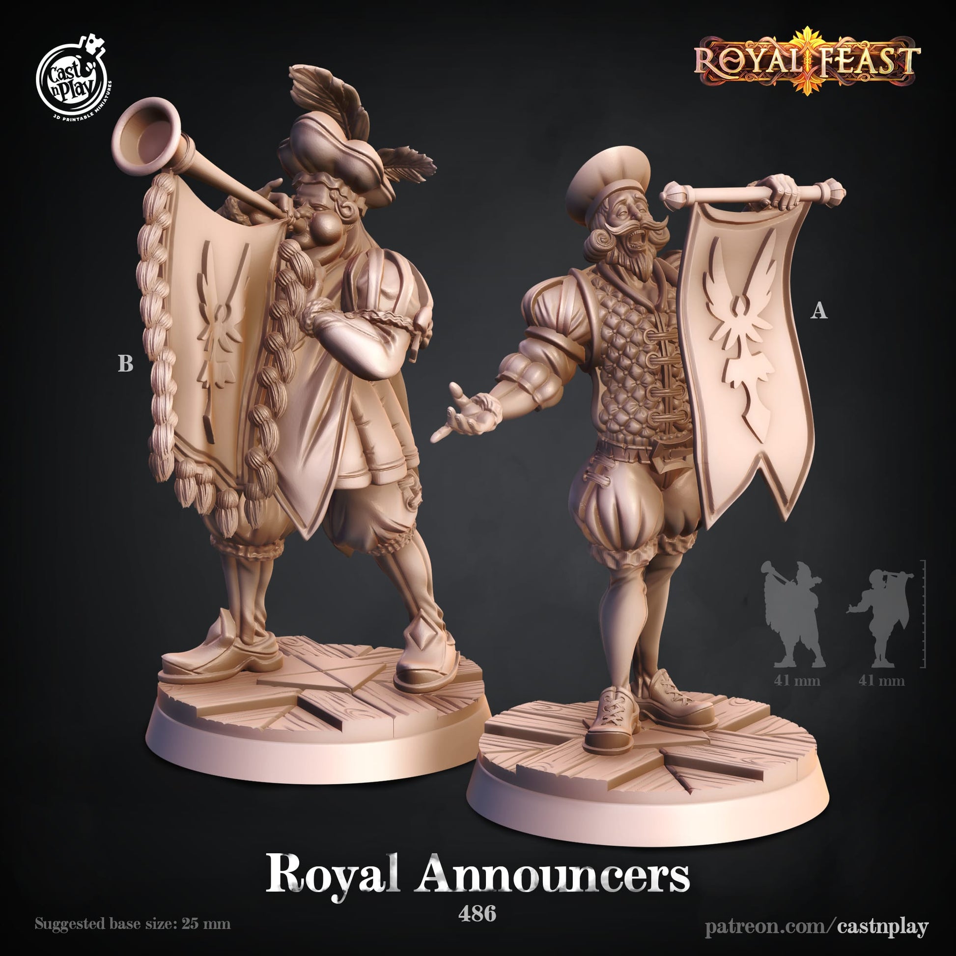 3D Printed Cast n Play Royal Announcers Royal Feast Death Tiles 28mm 32mm D&D - 3D Printing Boss 