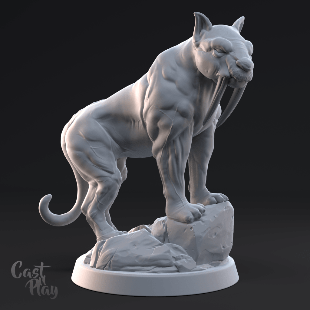 3D Printed Cast n Play - Sabertooth Tiger 28mm 32mm D&D - 3D Printing Boss 