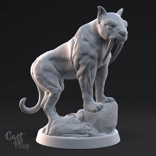 3D Printed Cast n Play - Sabertooth Tiger 28mm 32mm D&D - 3D Printing Boss 