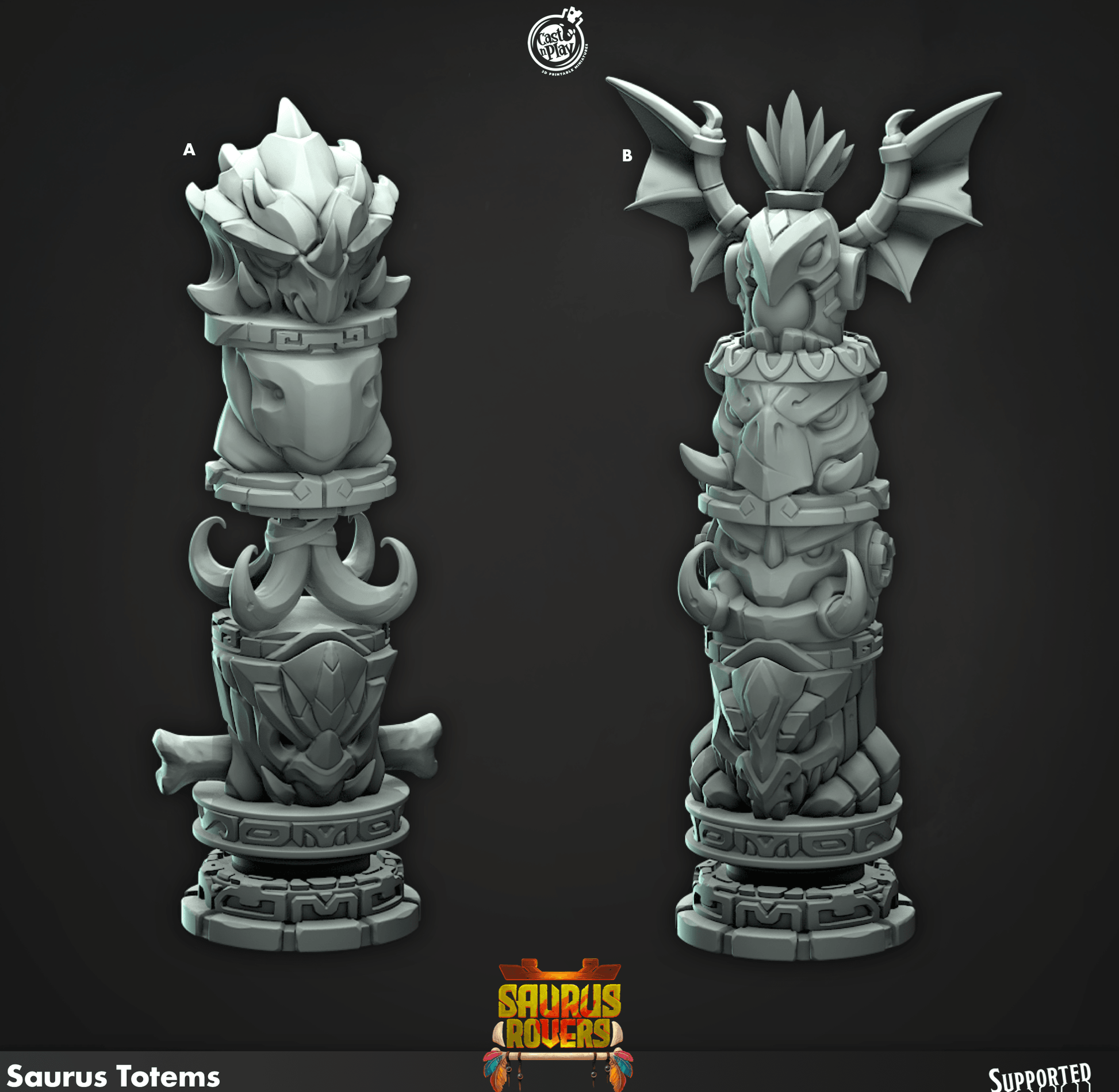 3D Printed Cast n Play Saurus Totems Saurus Rovers Set 28mm 32mm D&D - 3D Printing Boss 