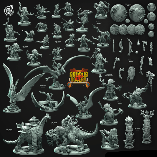 3D Printed Cast n Play Saurus Totems Saurus Rovers Set 28mm 32mm D&D - 3D Printing Boss 