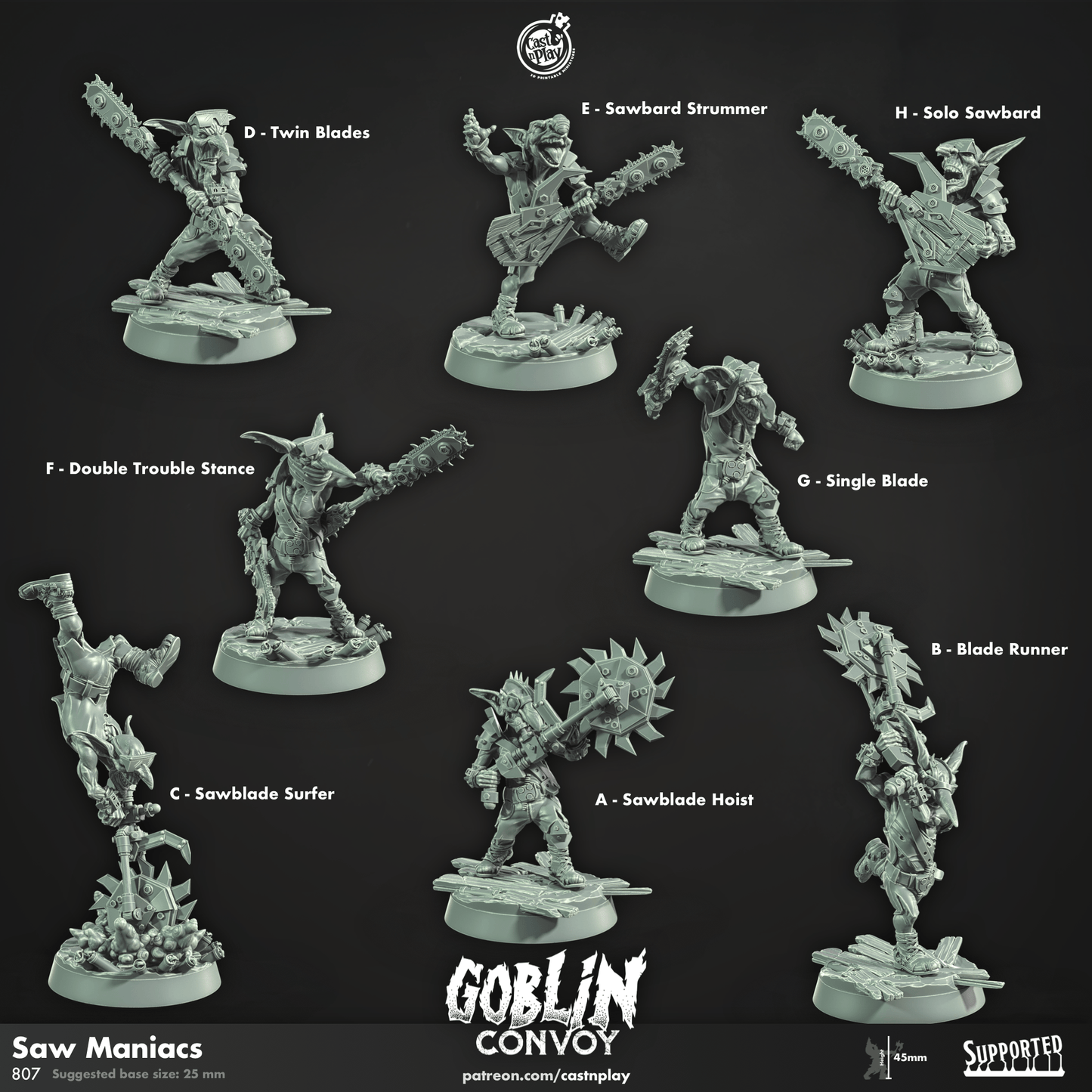 3D Printed Cast n Play Saw Maniacs The Goblin Convoy 28mm 32mm D&D - 3D Printing Boss 