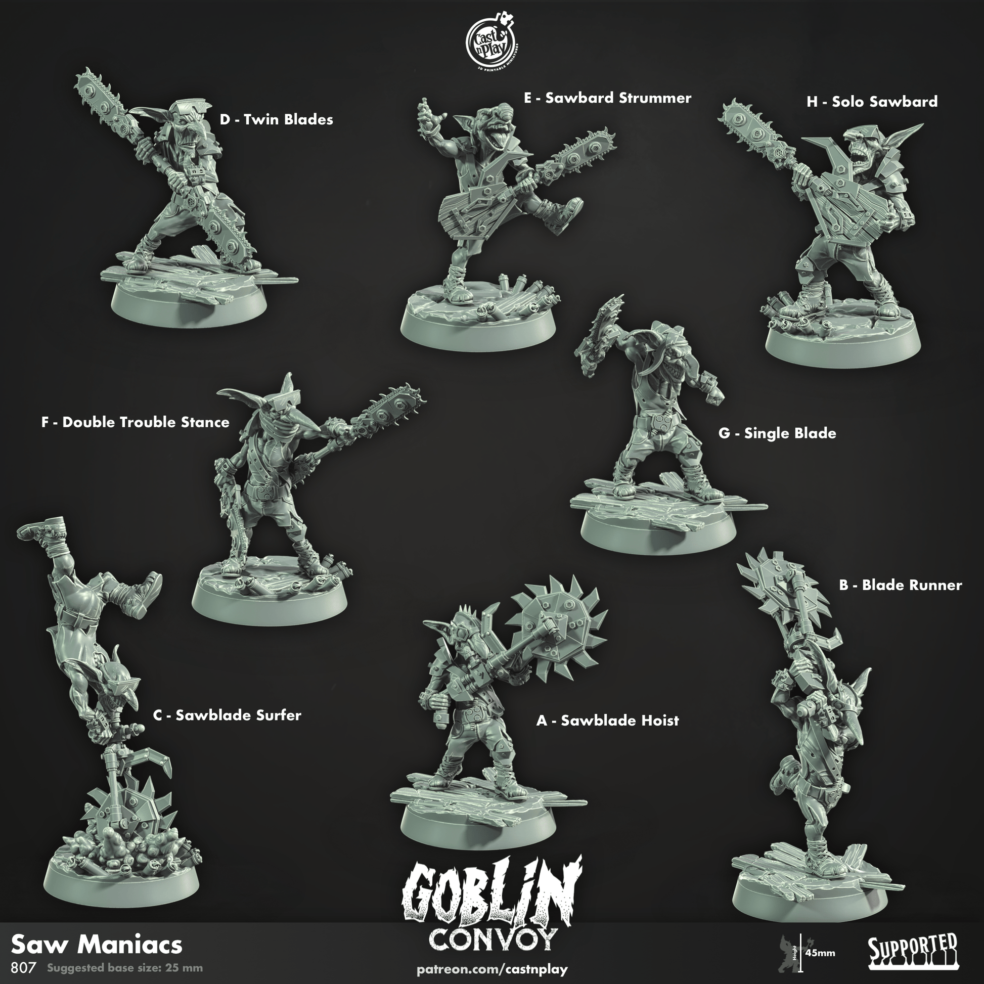 3D Printed Cast n Play Saw Maniacs The Goblin Convoy 28mm 32mm D&D - 3D Printing Boss 