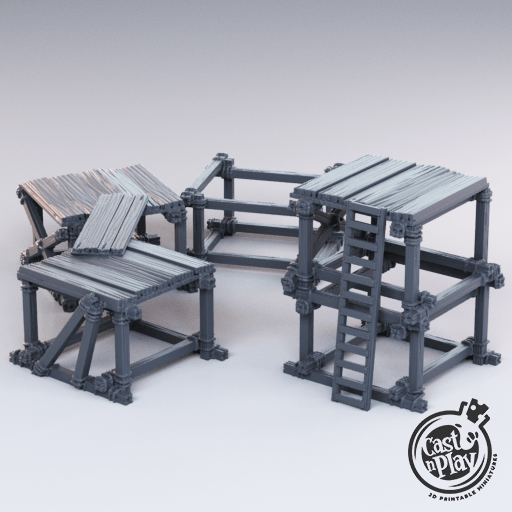 3D Printed Cast n Play - Scaffoldings 28mm 32mm D&D - 3D Printing Boss 