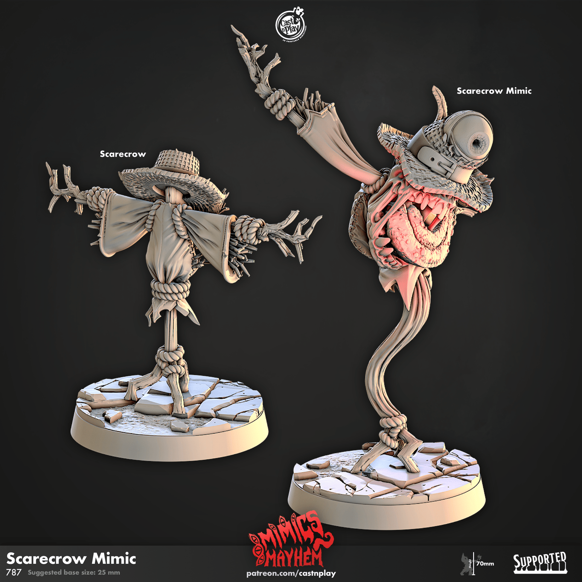 3D Printed Cast n Play Scarecrow Mimic Mimics Mayhem Set 28mm 32mm D&D - 3D Printing Boss 
