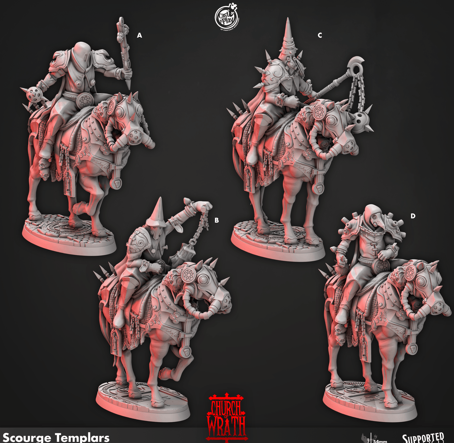 3D Printed Cast n Play Scourge Templars Church of Wrath 28mm 32mm D&D - 3D Printing Boss 