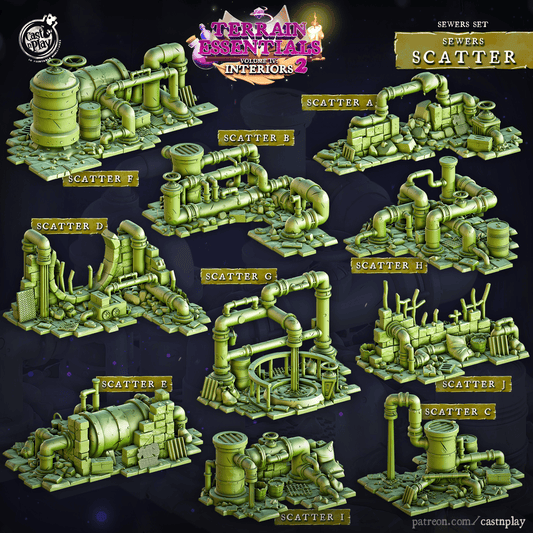 3D Printed Cast n Play Sewers Scatter Terrain Set 28mm 32mm D&D - 3D Printing Boss 