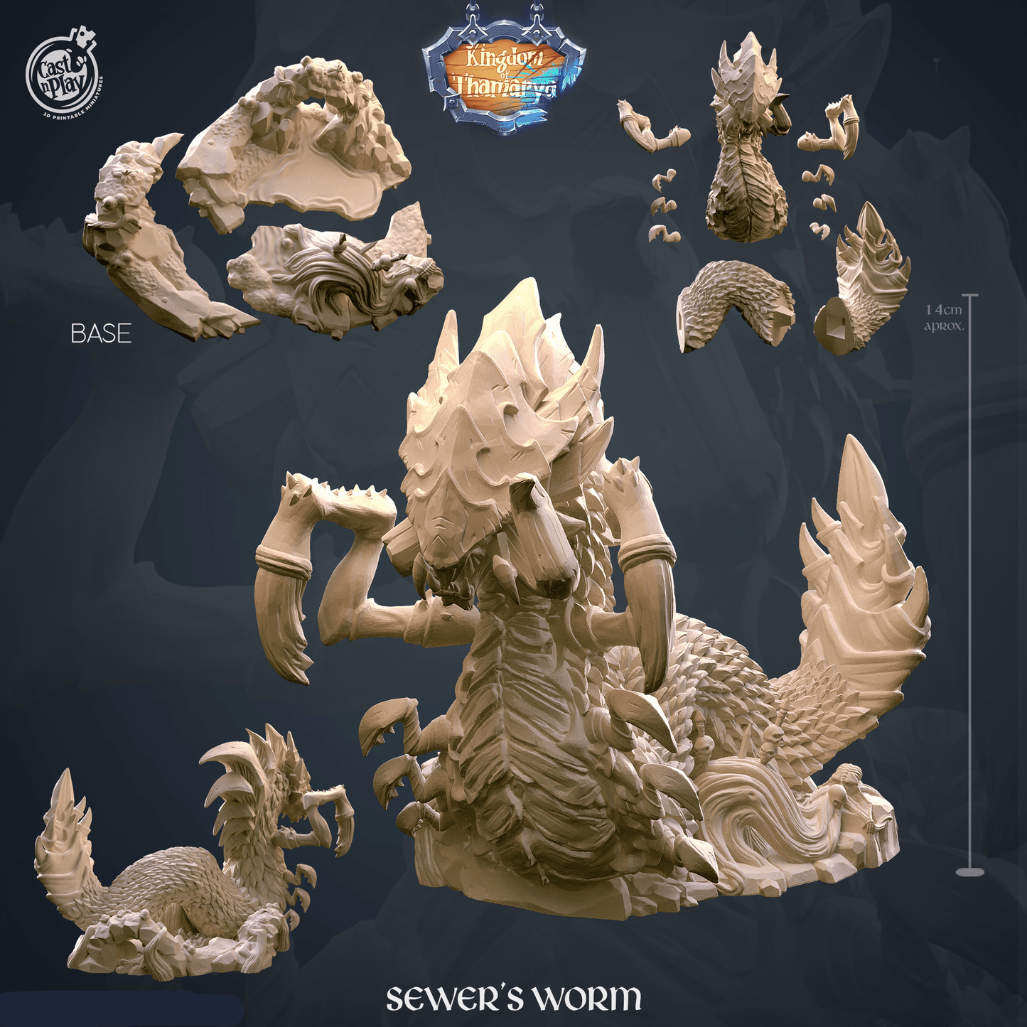 3D Printed Cast n Play Sewers Worm Kingdom Of Thamarya 28mm 32mm D&D - 3D Printing Boss 