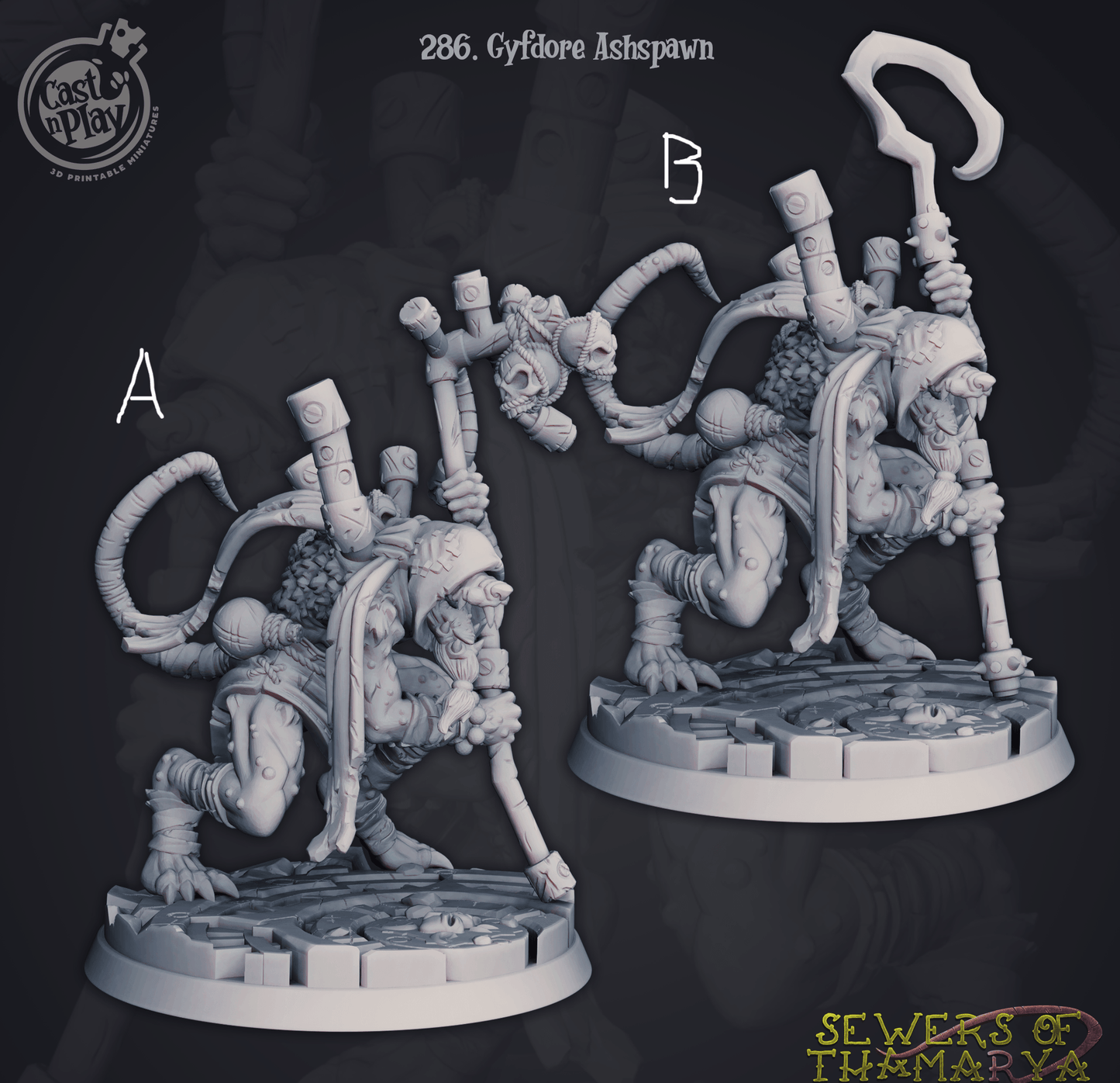 3D Printed Cast n Play Sewers of Thamarya - Gyfdore Ashspawn 28mm 32mm D&D - 3D Printing Boss 