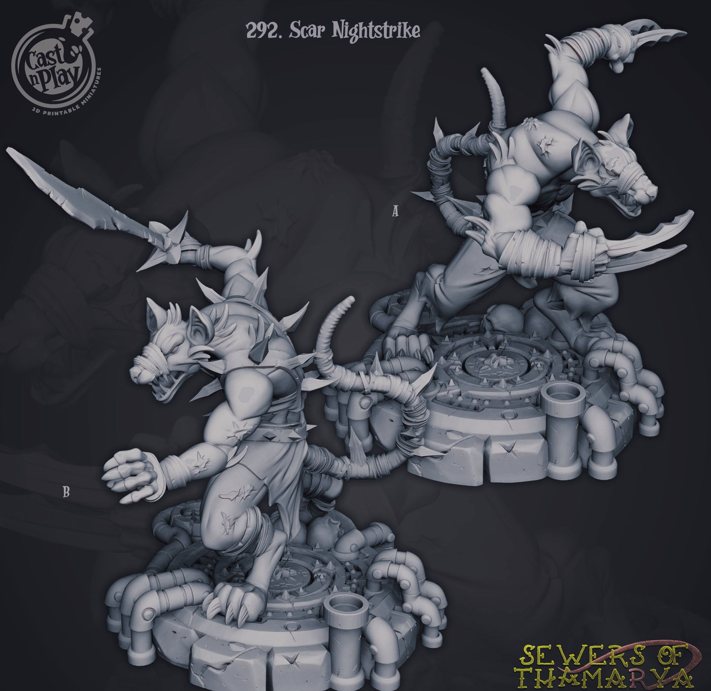 3D Printed Cast n Play Sewers of Thamarya - Scar Nightstrike 28mm 32mm D&D - 3D Printing Boss 