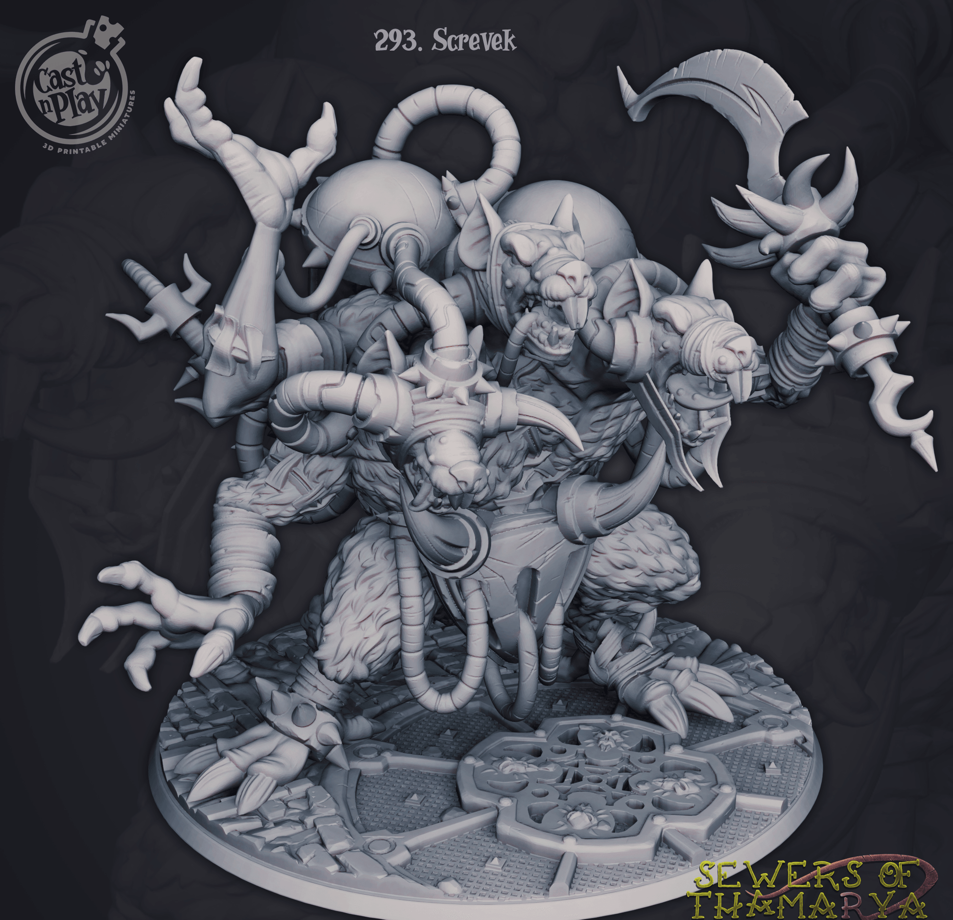3D Printed Cast n Play Sewers of Thamarya - Screvek  28mm 32mm D&D - 3D Printing Boss 