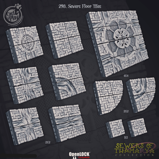 3D Printed Cast n Play Sewers of Thamarya - Sewer Floor Tiles 28mm 32mm D&D - 3D Printing Boss 
