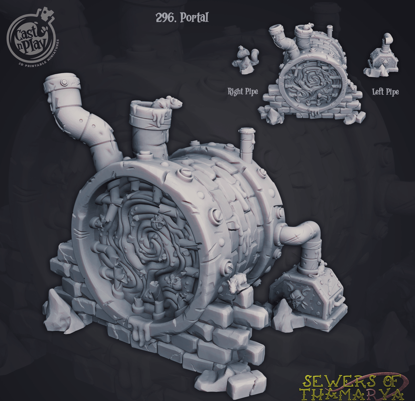 3D Printed Cast n Play Sewers of Thamarya - Sewer Portal 28mm 32mm D&D - 3D Printing Boss 