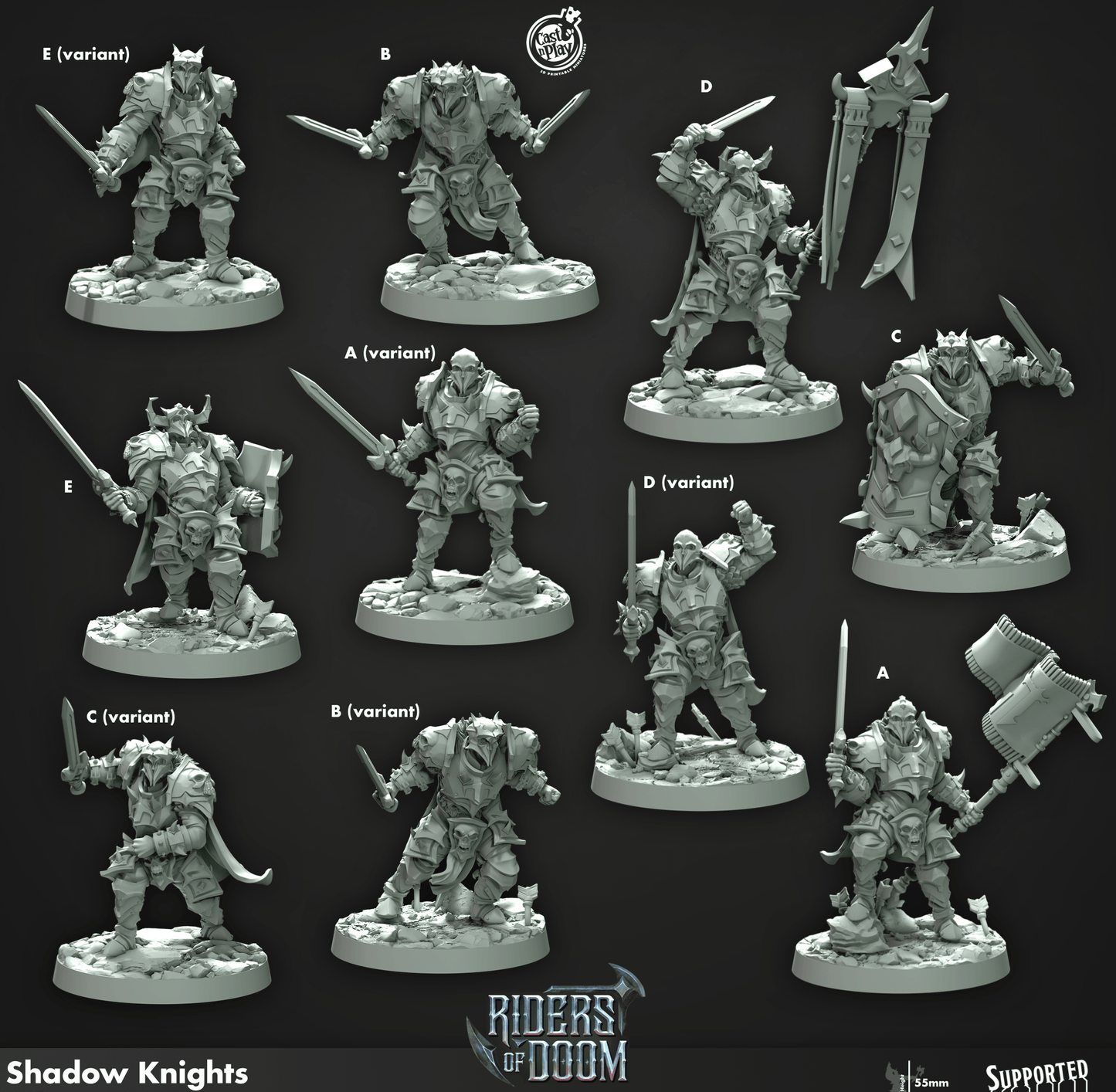 3D Printed Cast n Play Shadow Knights Riders of Doom Set 28mm 32mm D&D - 3D Printing Boss 