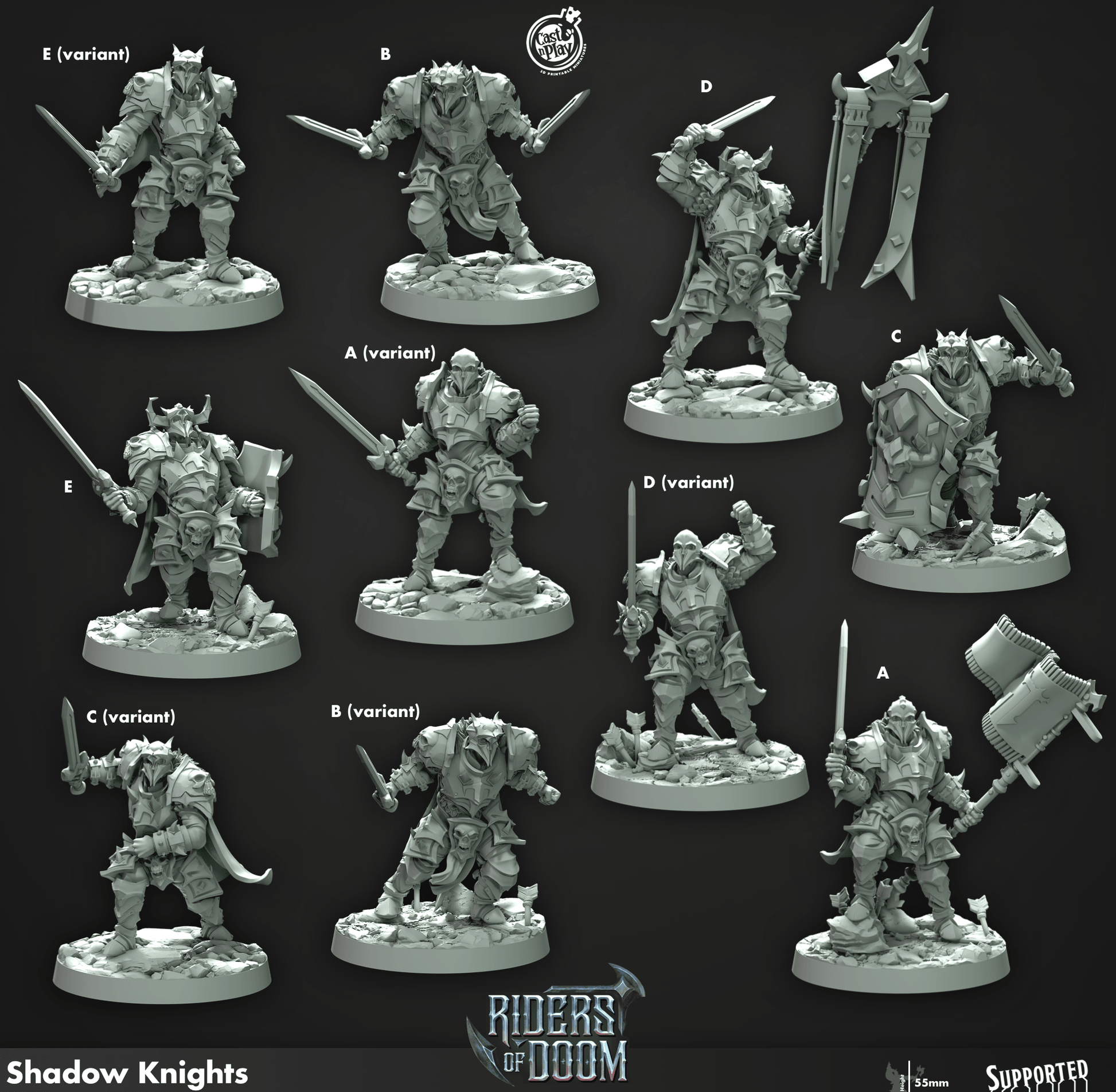 3D Printed Cast n Play Shadow Knights Riders of Doom Set 28mm 32mm D&D - 3D Printing Boss 