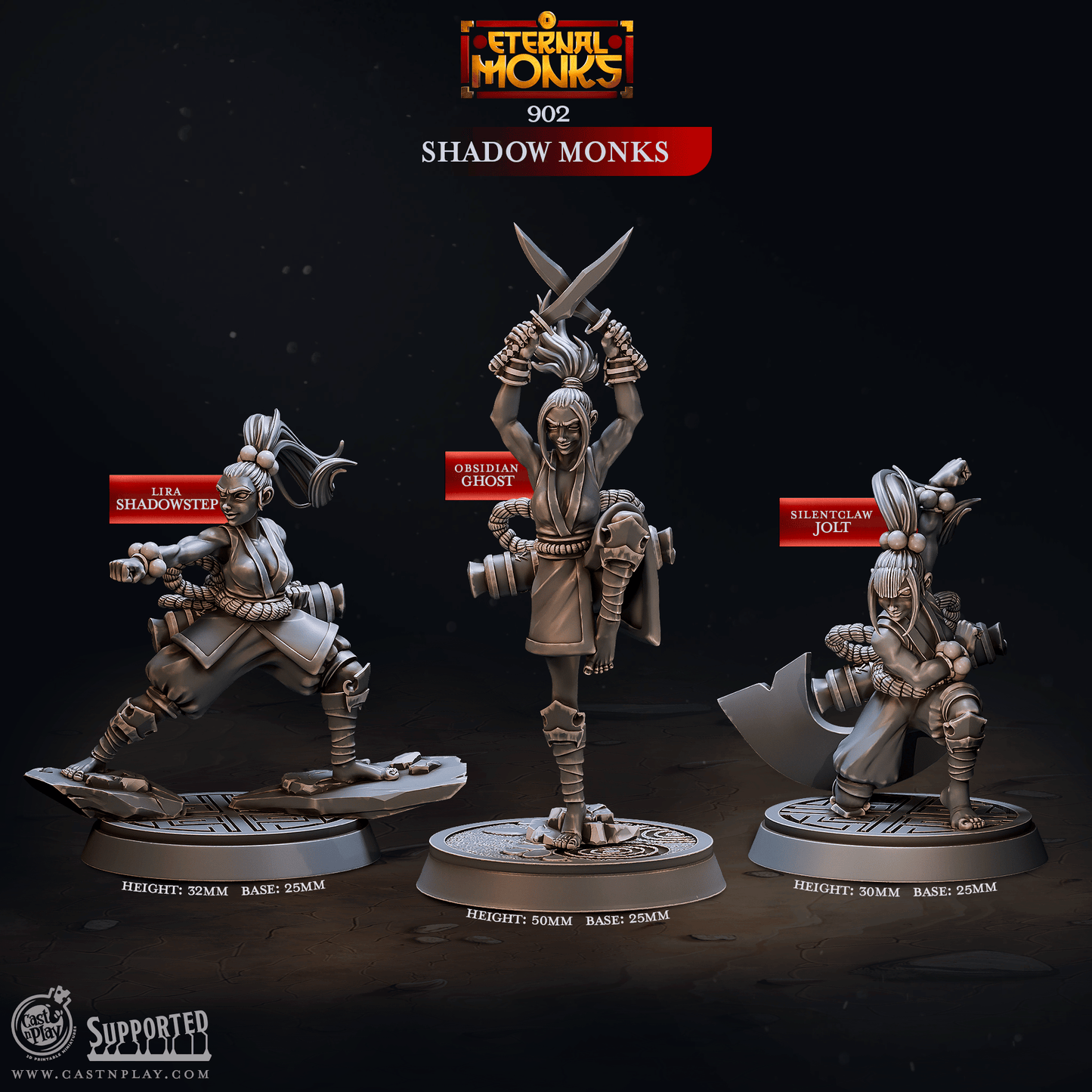 3D Printed Cast n Play Shadow Monks Eternal Monks Set 28mm 32mm D&D - 3D Printing Boss 