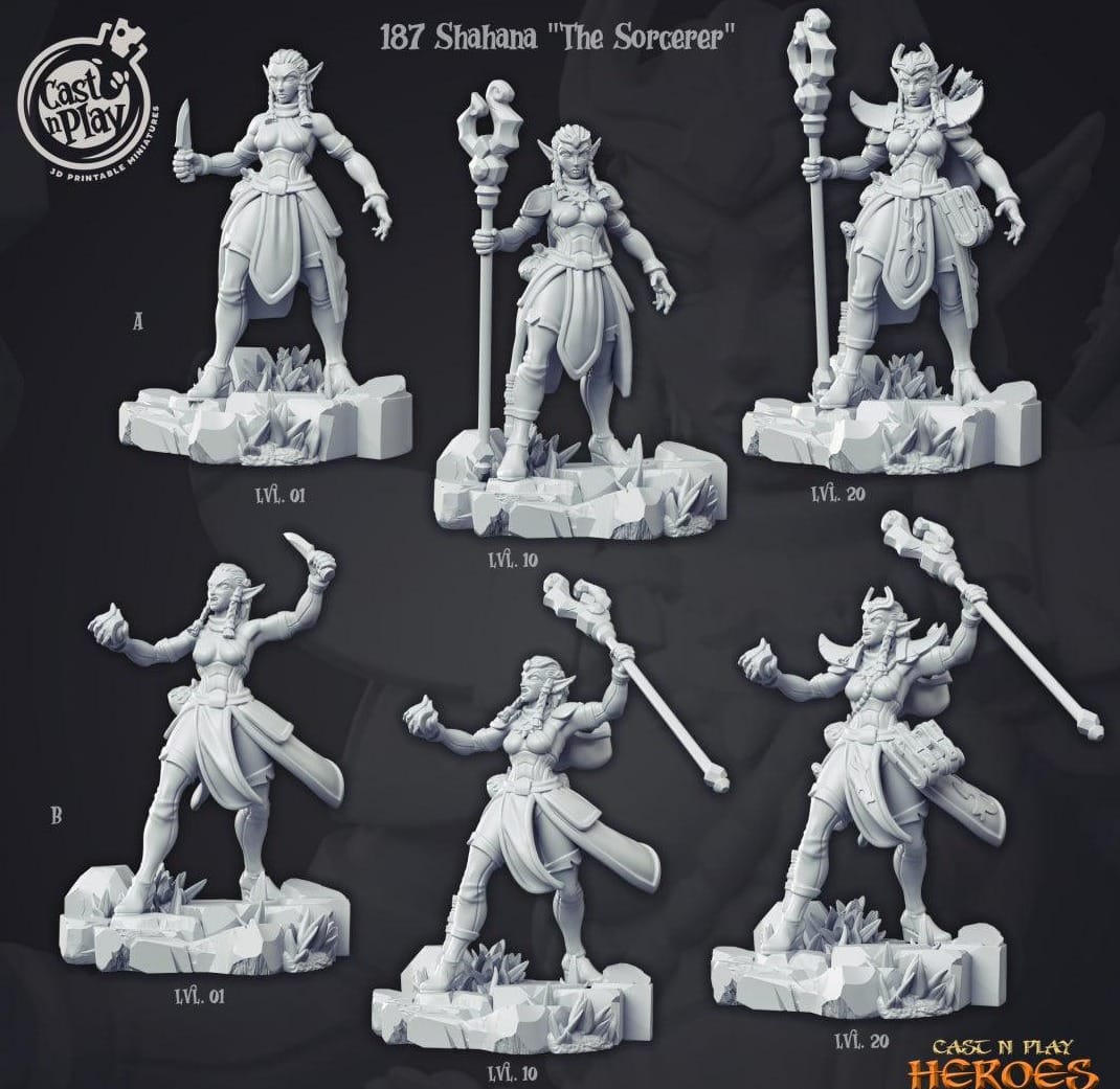 3D Printed Cast n Play Shahana the Sorcerer Heroes Vol. 1 28mm 32mm D&D - 3D Printing Boss 