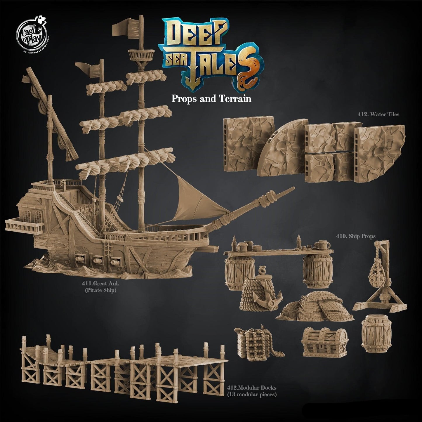 3D Printed Cast n Play Ship Props 28mm 32mm D&D - 3D Printing Boss 