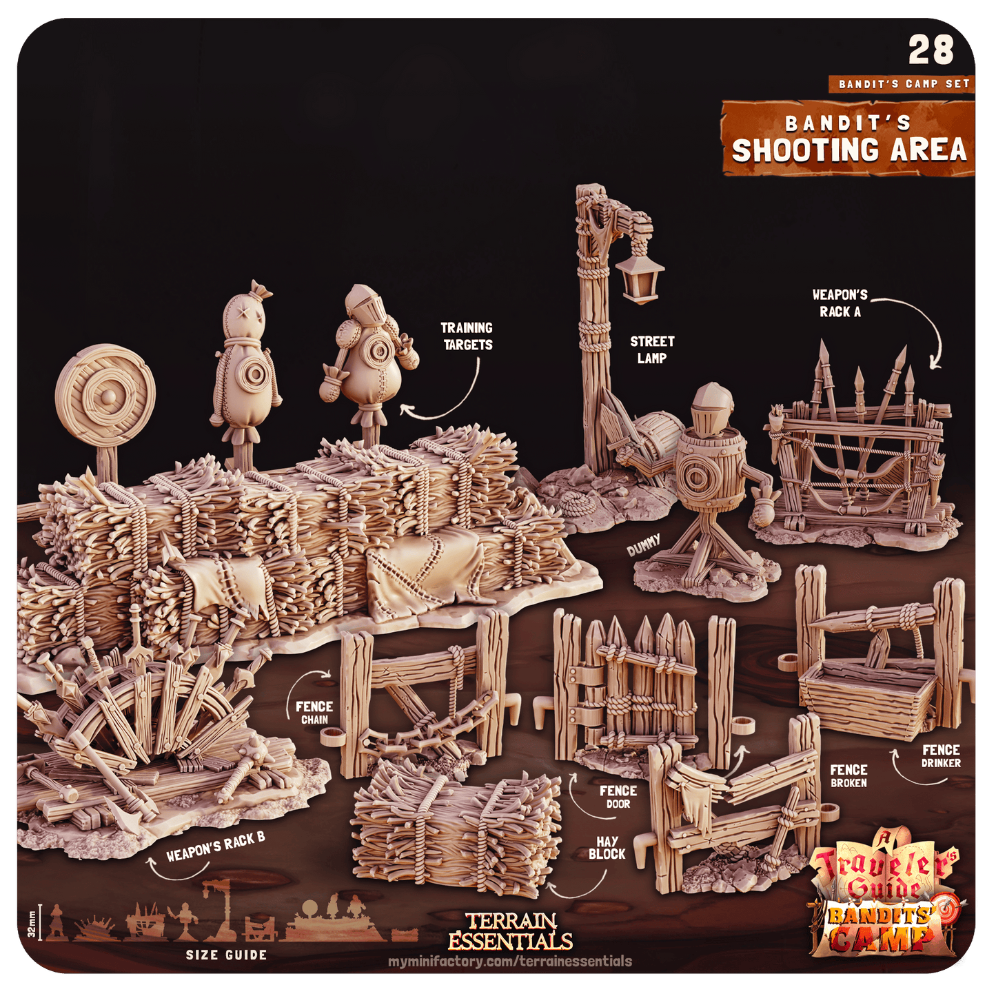 3D Printed Cast n Play Shooting Area Bandits Camp Terrain Set 28mm 32mm D&D - 3D Printing Boss 