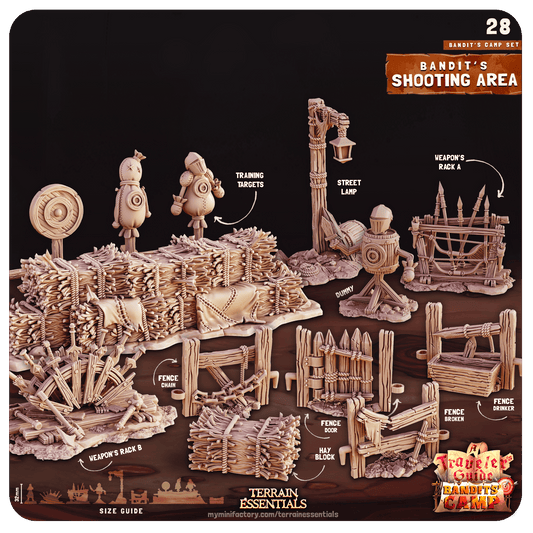 3D Printed Cast n Play Shooting Area Bandits Camp Terrain Set 28mm 32mm D&D - 3D Printing Boss 