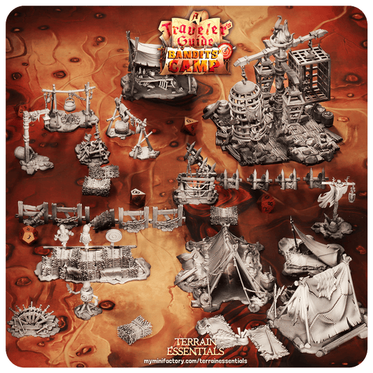 3D Printed Cast n Play Shooting Area Bandits Camp Terrain Set 28mm 32mm D&D - 3D Printing Boss 