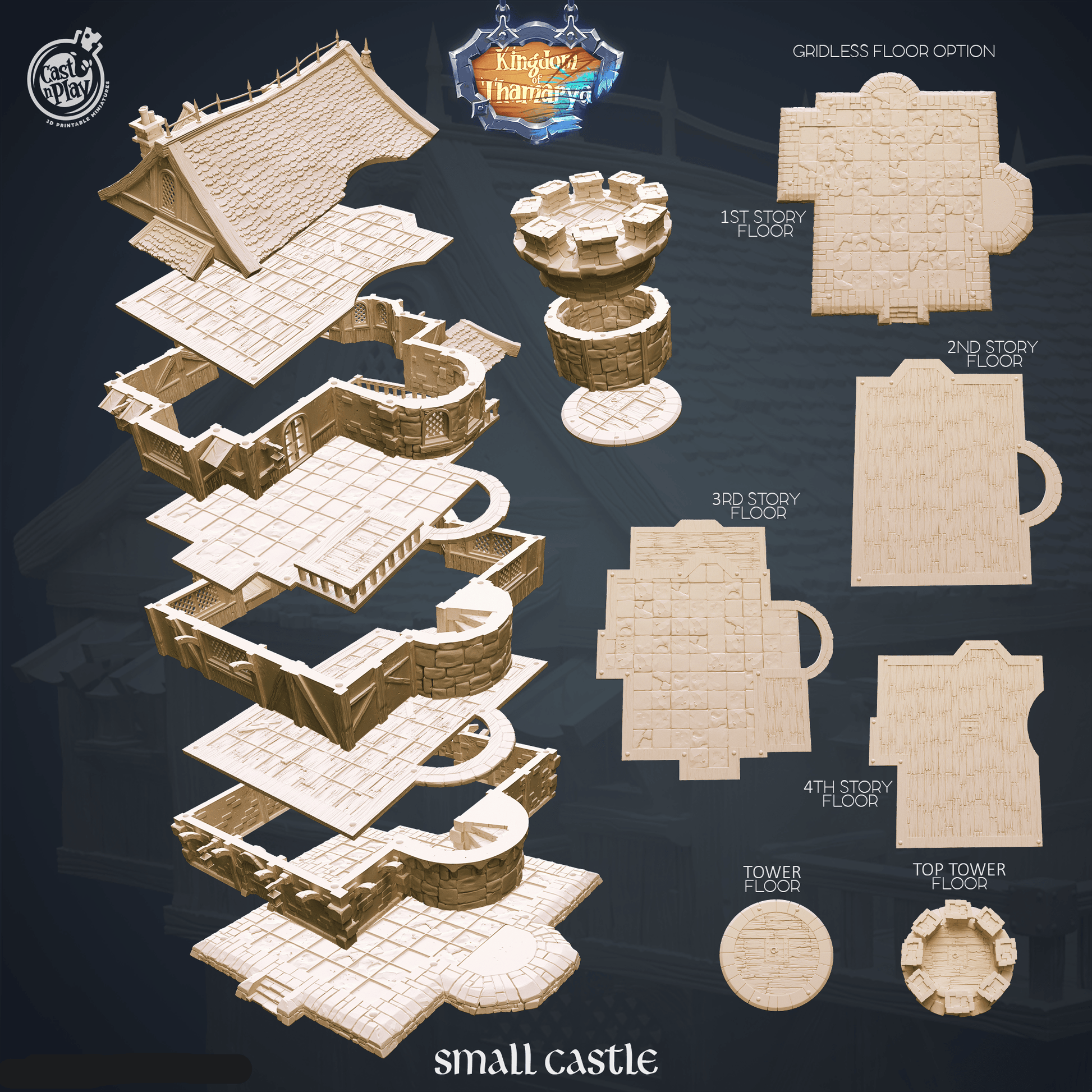 3D Printed Cast n Play Small Castle Kingdom Of Thamarya 28mm 32mm D&D - 3D Printing Boss 