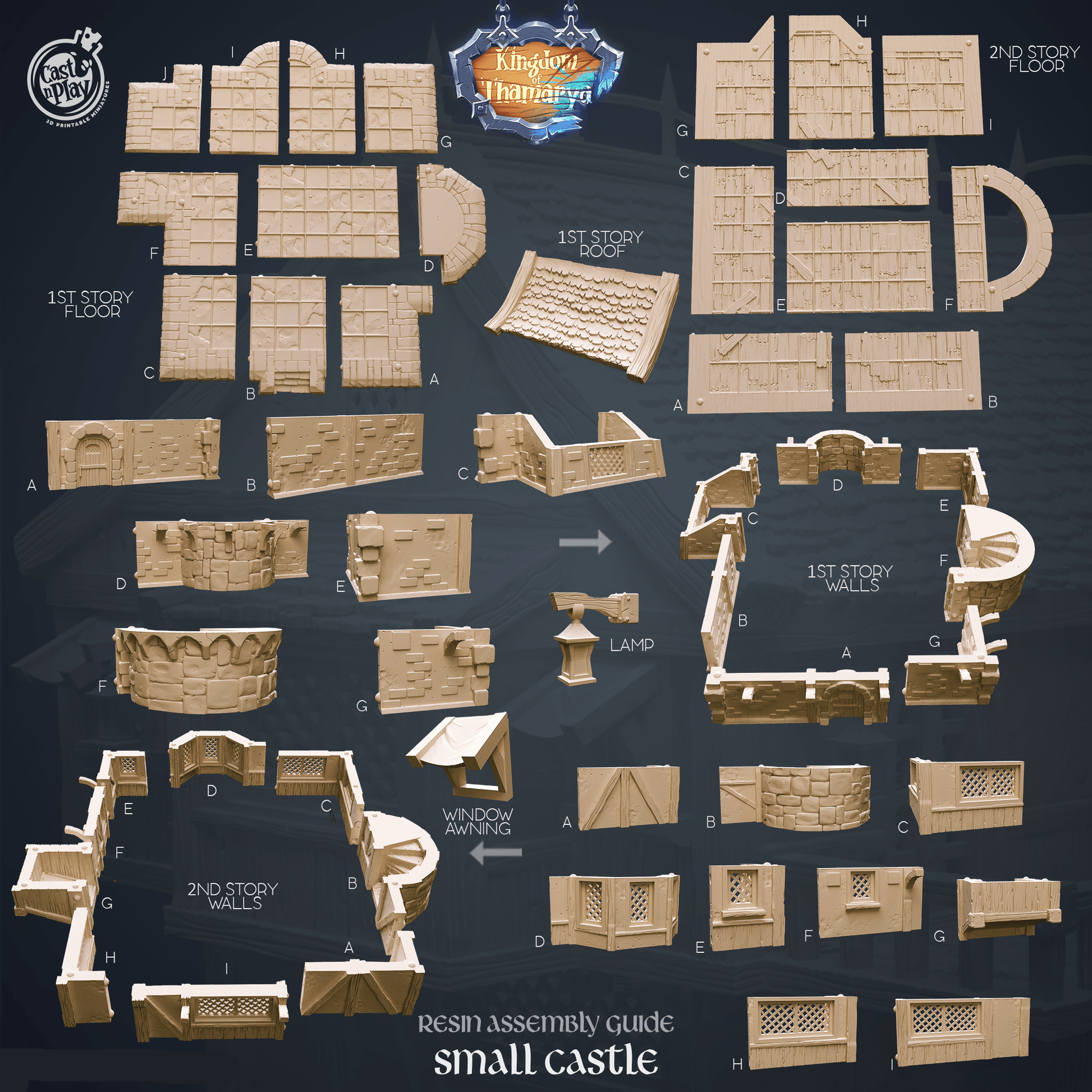 3D Printed Cast n Play Small Castle Kingdom Of Thamarya 28mm 32mm D&D - 3D Printing Boss 