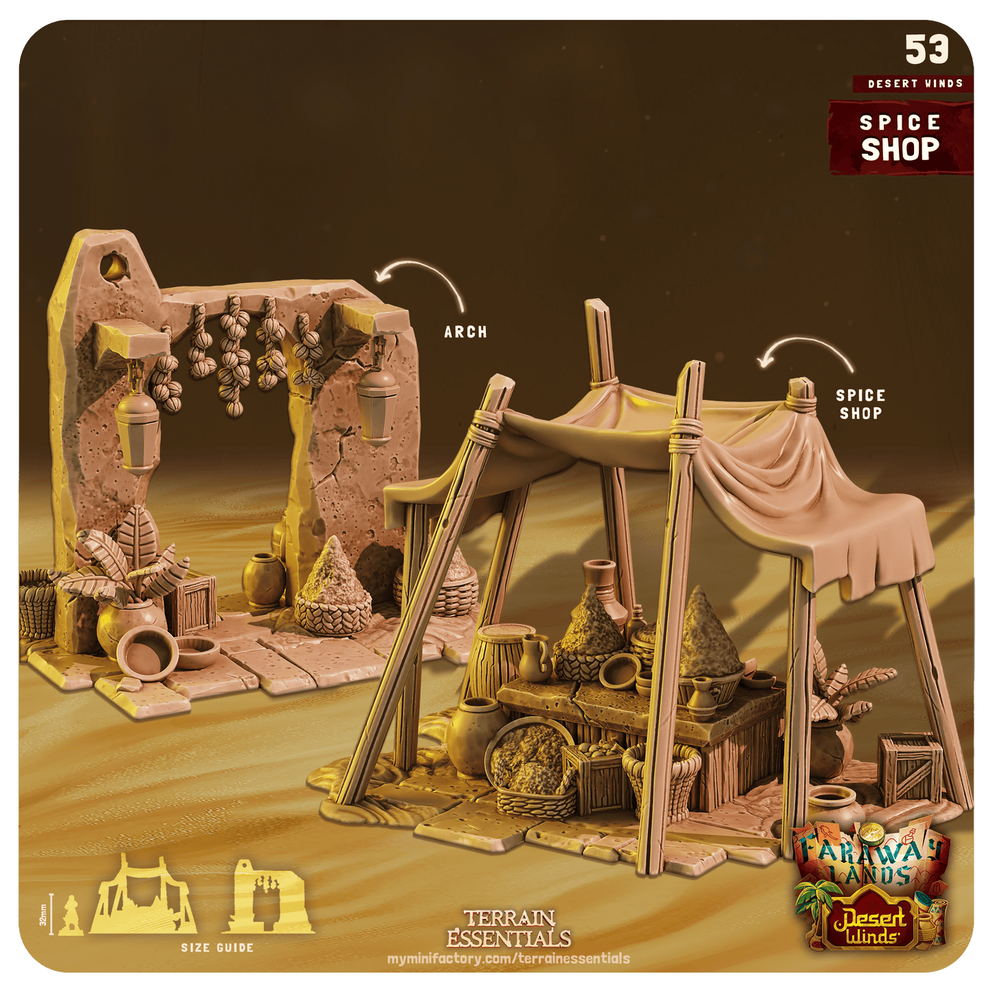 3D Printed Cast n Play Spice Shop Desert Winds Terrain Set 28mm 32mm D&D - 3D Printing Boss 