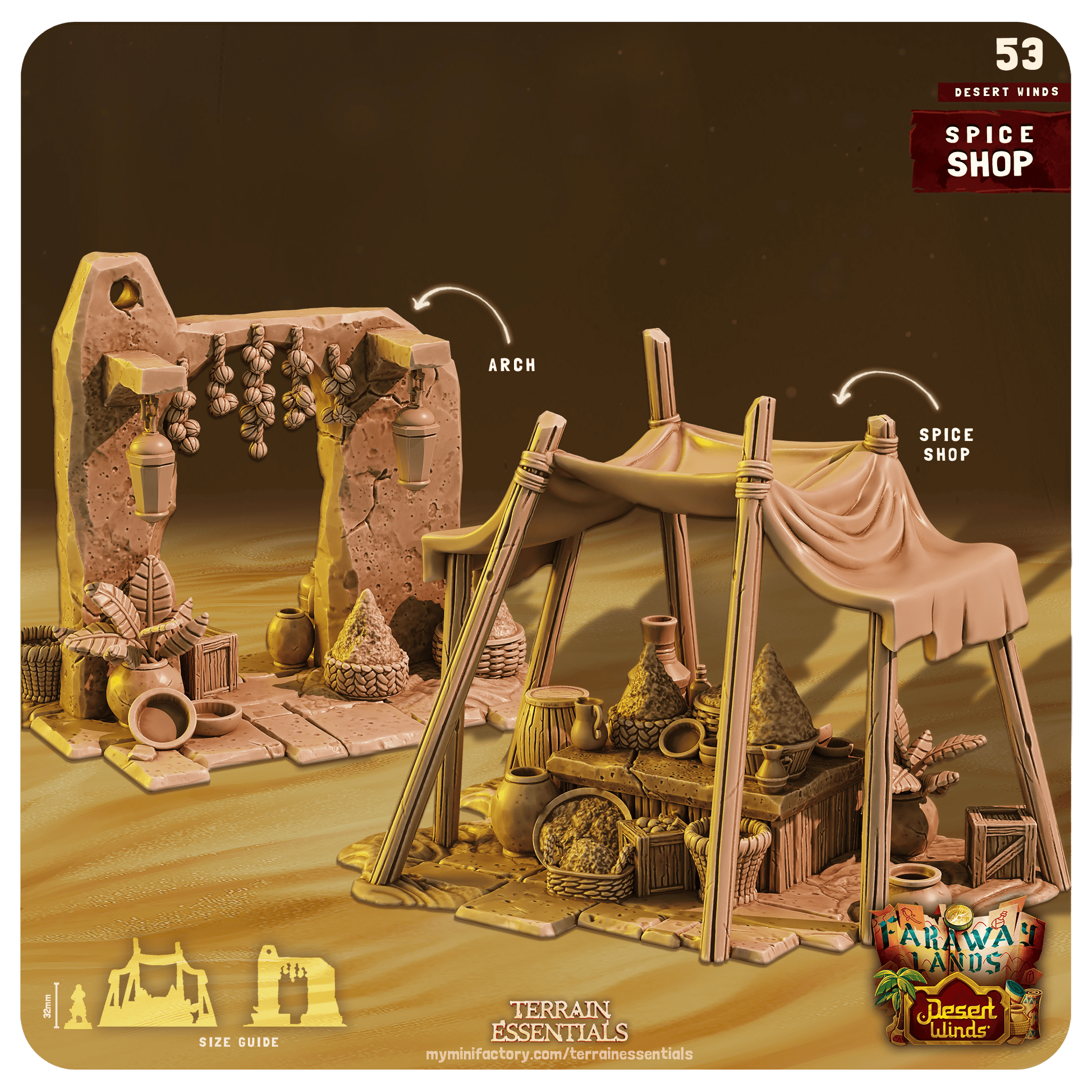 3D Printed Cast n Play Spice Shop Desert Winds Terrain Set 28mm 32mm D&D - 3D Printing Boss 