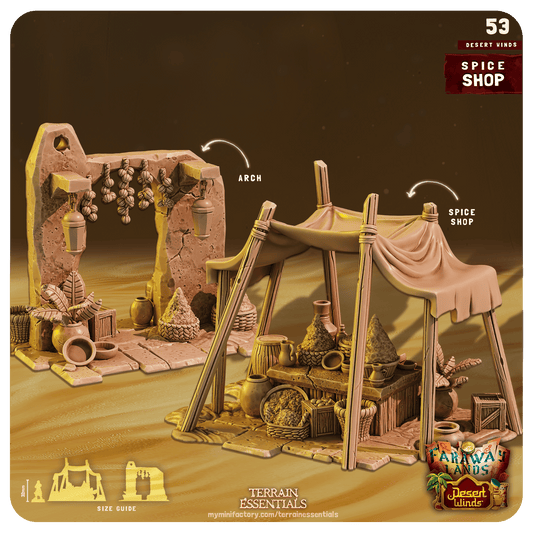 3D Printed Cast n Play Spice Shop Desert Winds Terrain Set 28mm 32mm D&D - 3D Printing Boss 