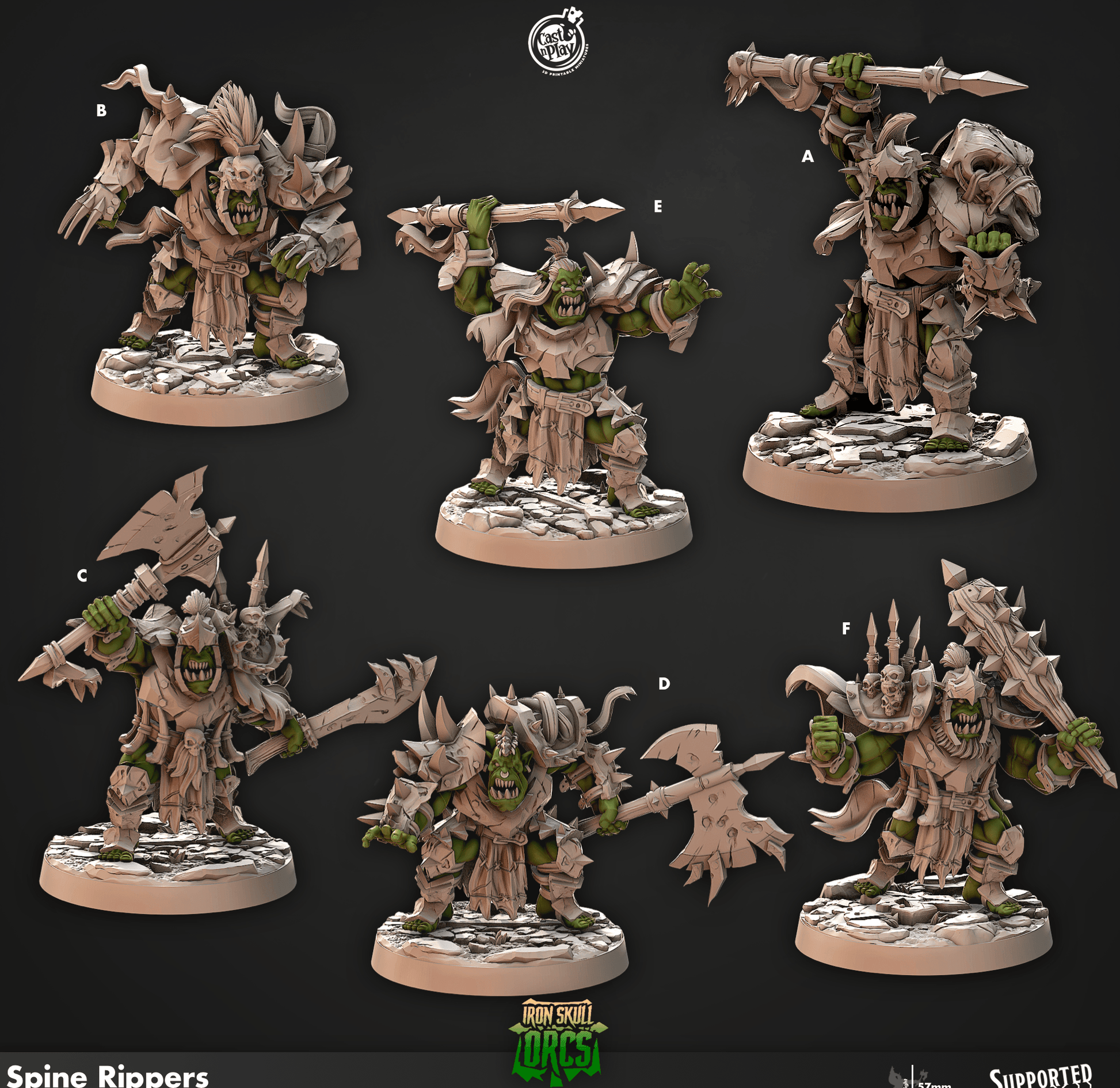 3D Printed Cast n Play Spine Rippers Iron Skull Orcs 28mm 32mm D&D - 3D Printing Boss 