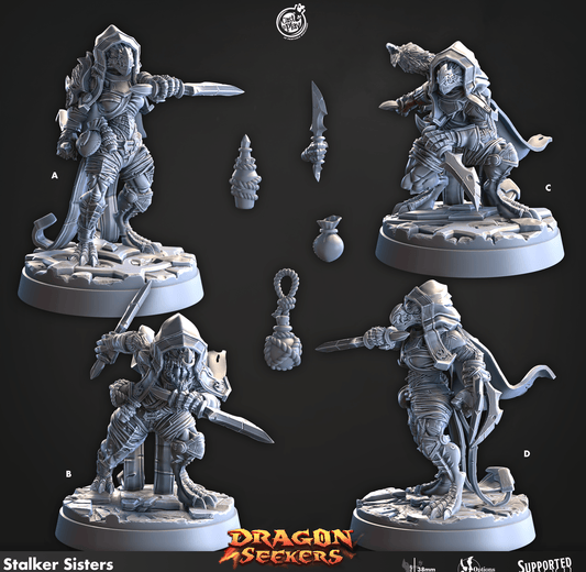 3D Printed Cast n Play Stalker Sisters Dragon Seekers 28mm 32mm D&D - 3D Printing Boss 
