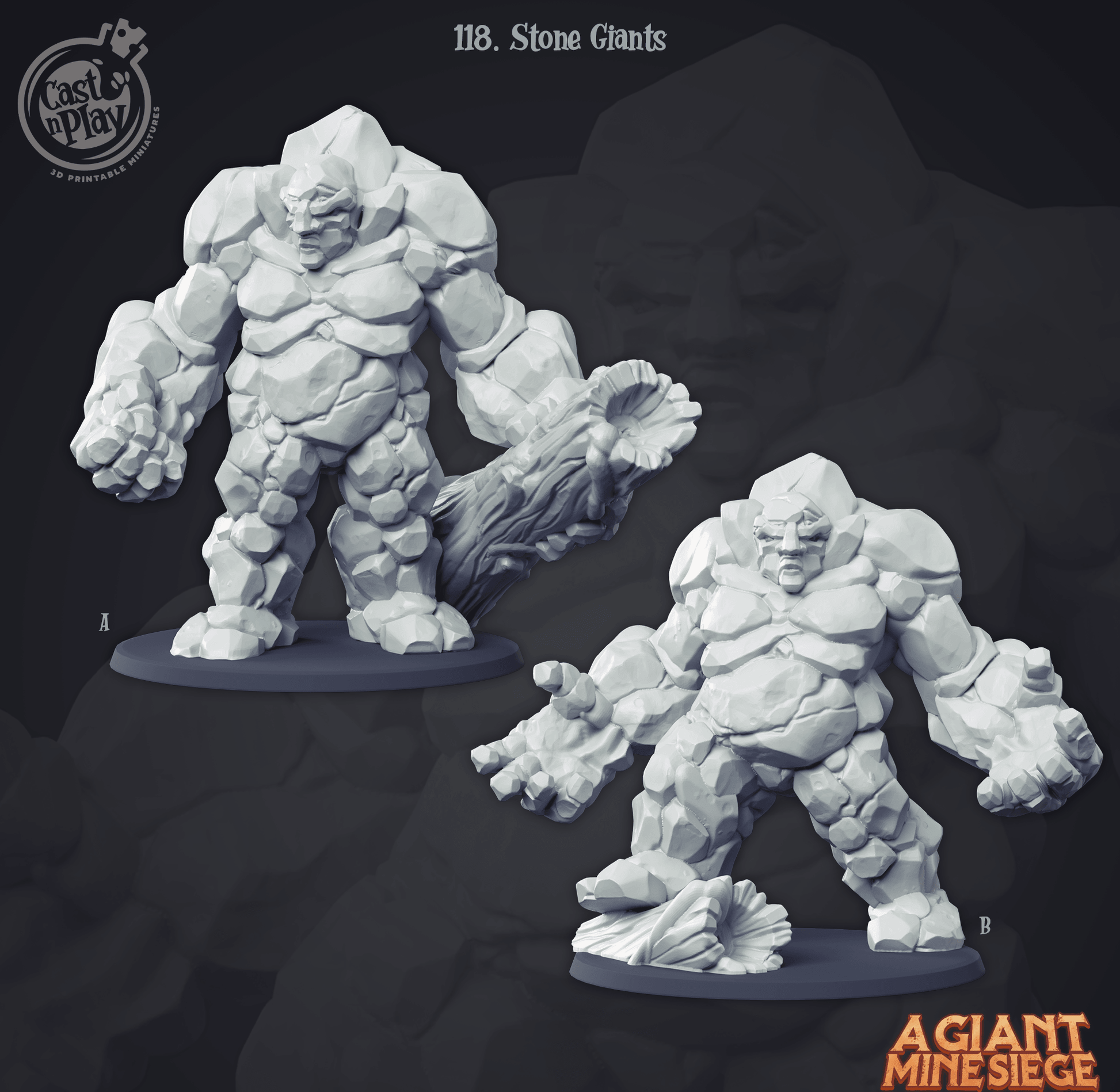 3D Printed Cast n Play Stone Giants 28mm 32mm D&D - 3D Printing Boss 