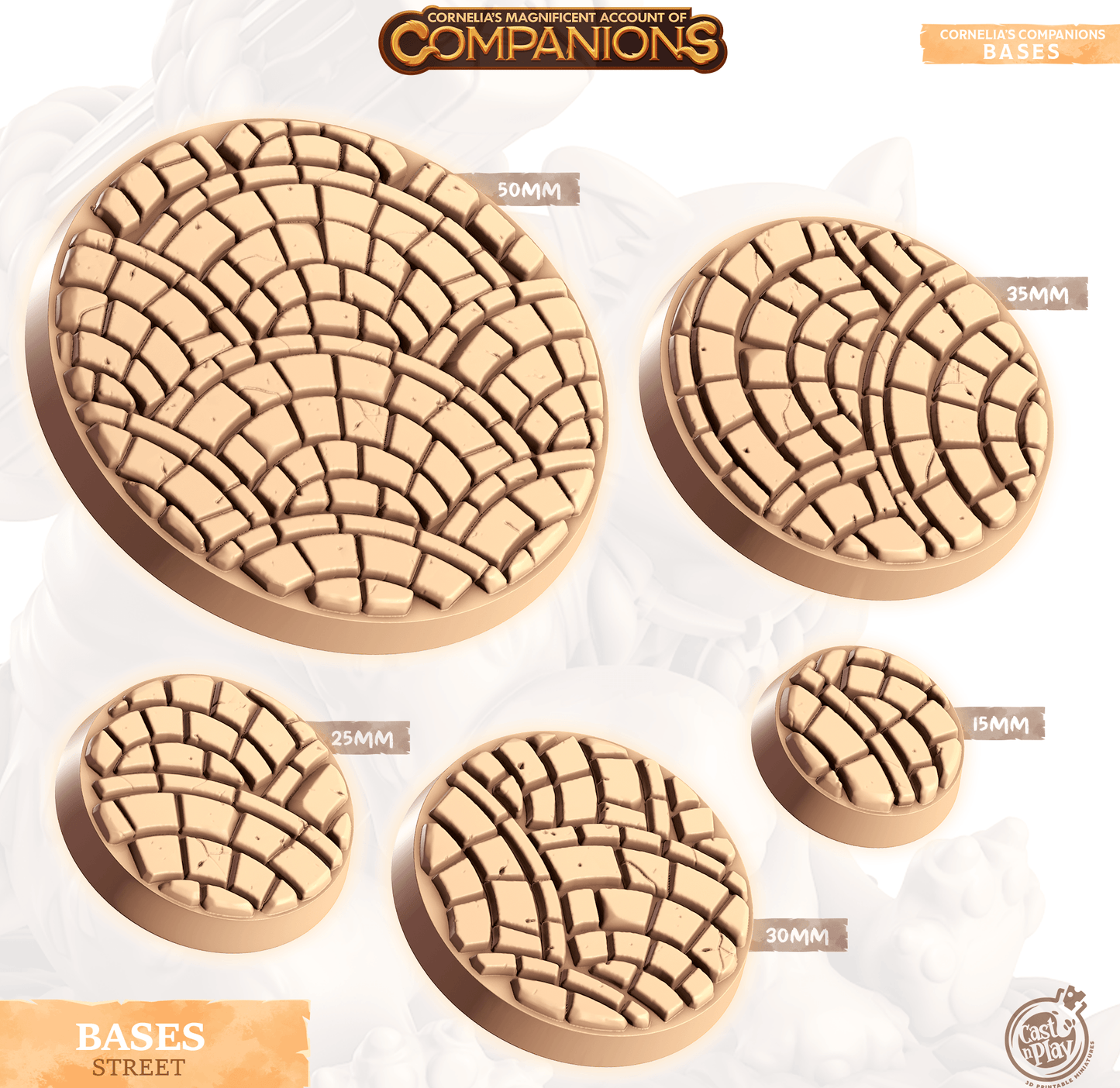 3D Printed Cast n Play Street Bases Companion's Bases - Master Pack Companions 28mm 32mm D&D - 3D Printing Boss 