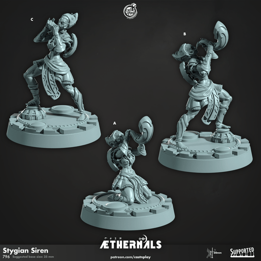 3D Printed Cast n Play Stygian Siren Aethernals Collection 28mm 32mm D&D - 3D Printing Boss 
