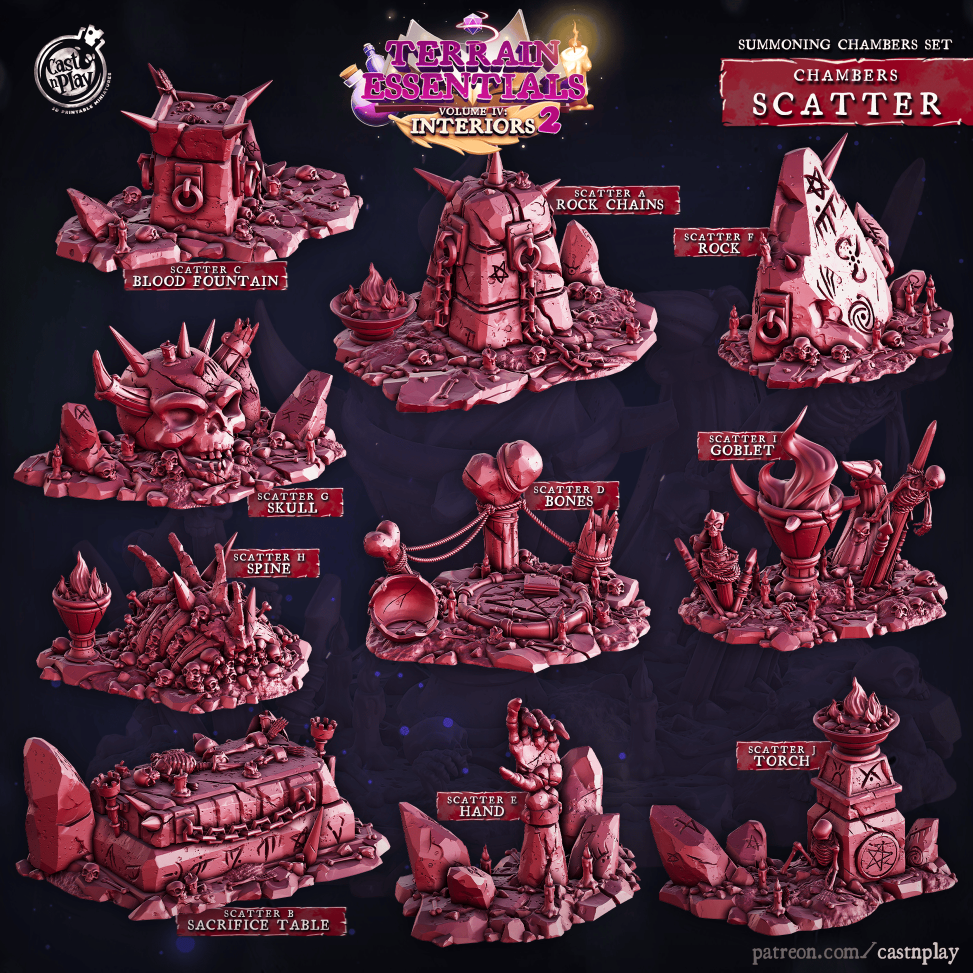 3D Printed Cast n Play Summoning Chambers Scatter Terrain Set 28mm 32mm D&D - 3D Printing Boss 