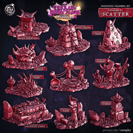 3D Printed Cast n Play Summoning Chambers Scatter Terrain Set 28mm 32mm D&D - 3D Printing Boss 