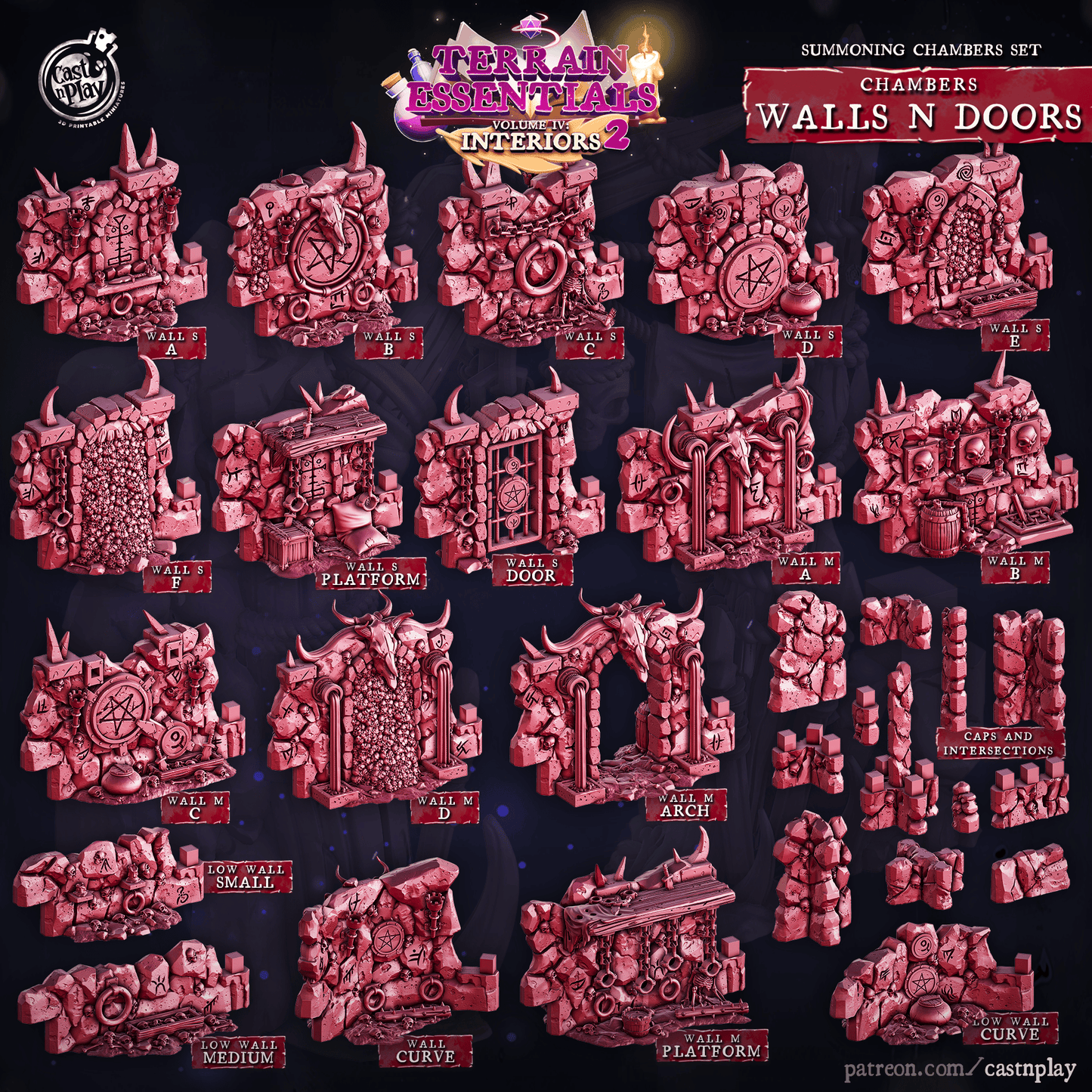 3D Printed Cast n Play Summoning Chambers Walls and Doors Set 28mm 32mm D&D - 3D Printing Boss 