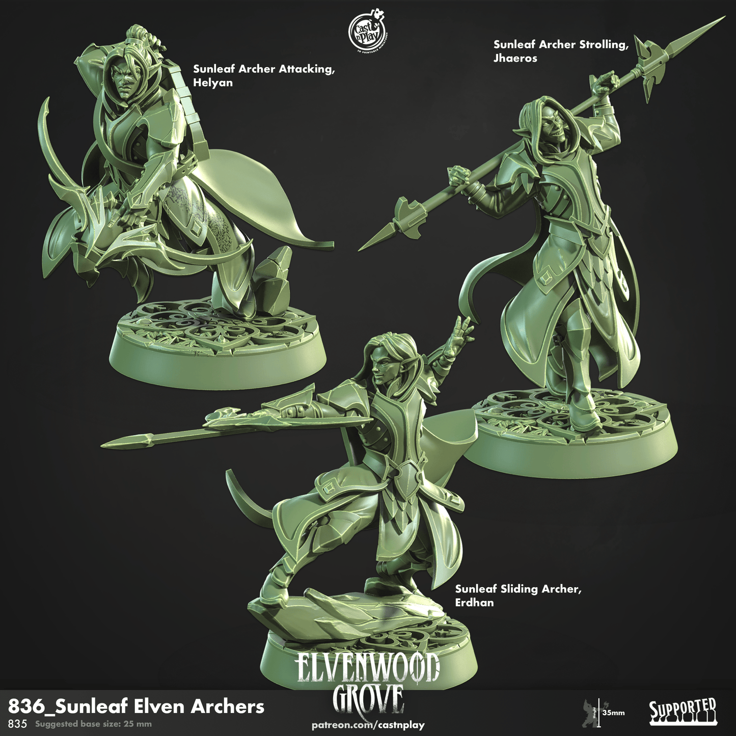 3D Printed Cast n Play Sunleaf Elven Archers Elvenwood Grove Set 28mm 32mm D&D - 3D Printing Boss 