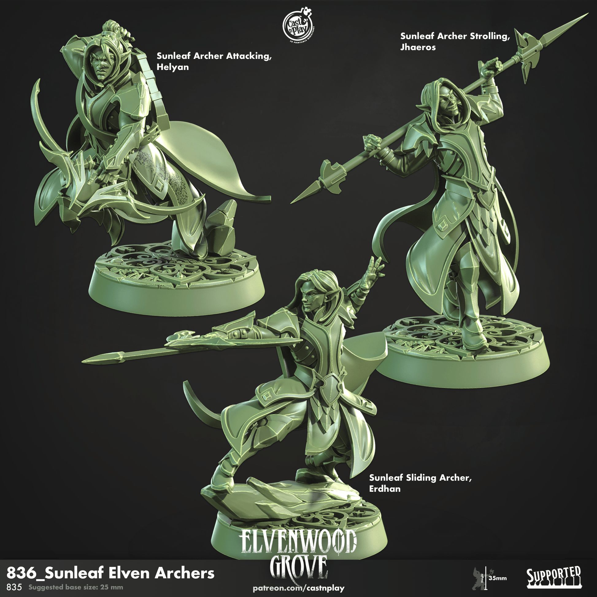 3D Printed Cast n Play Sunleaf Elven Archers Elvenwood Grove Set 28mm 32mm D&D - 3D Printing Boss 