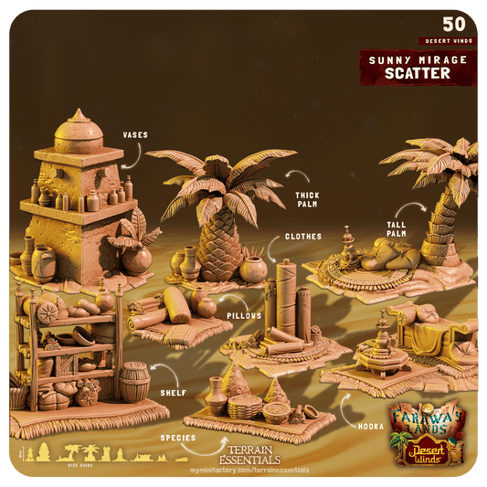 3D Printed Cast n Play Sunny Mirage Scatter Desert Winds Terrain Set 28mm 32mm D&D - 3D Printing Boss 