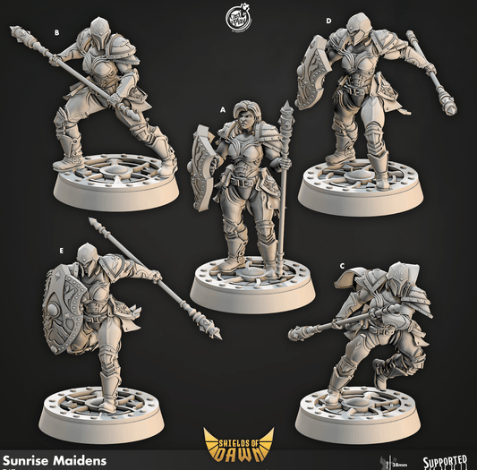 3D Printed Cast n Play Sunrise Maidens Shields of Dawn 28mm 32mm D&D - 3D Printing Boss 
