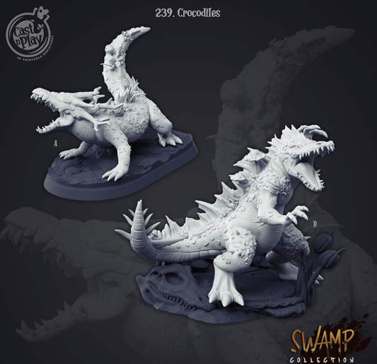3D Printed Cast n Play Swamp Collection - Crocodiles 28mm 32mm D&D - 3D Printing Boss 