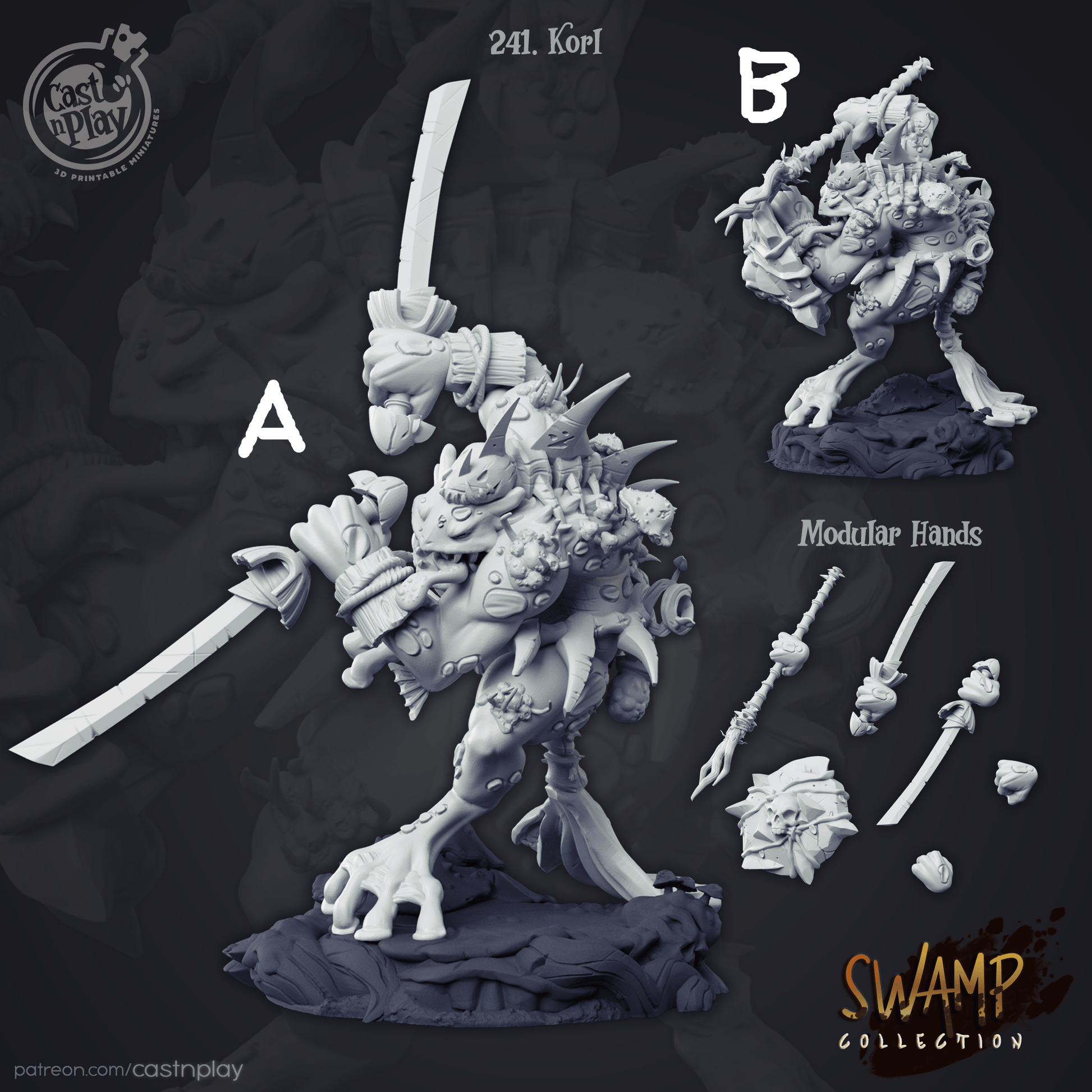 3D Printed Cast n Play Swamp Collection - Korl 28mm 32mm D&D - 3D Printing Boss 